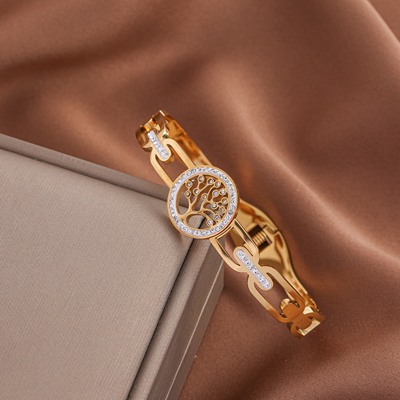 Wholesale Four Leaf Clover Love Gold Plated Titanium Steel Bracelet